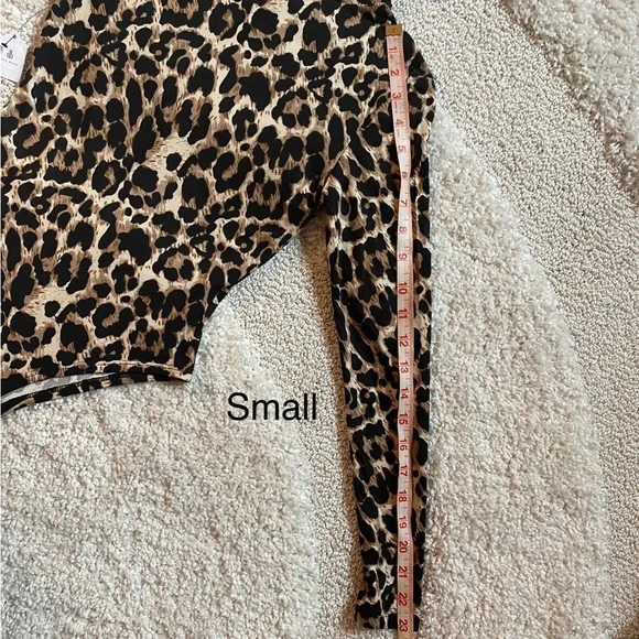 Black Brown Leopard bodysuit long sleeve mock neck NWT small and medium - Picture 9 of 13
